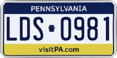 PA license plate LDS0981