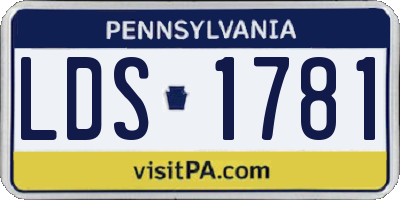 PA license plate LDS1781