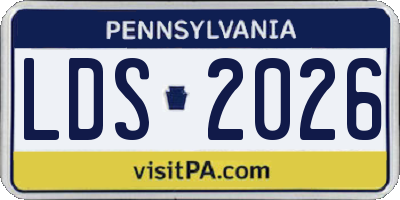 PA license plate LDS2026