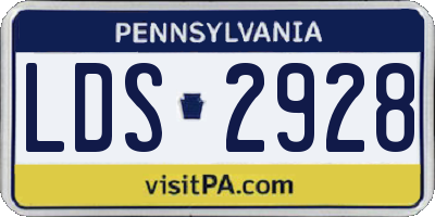 PA license plate LDS2928