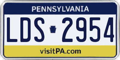 PA license plate LDS2954