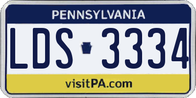 PA license plate LDS3334