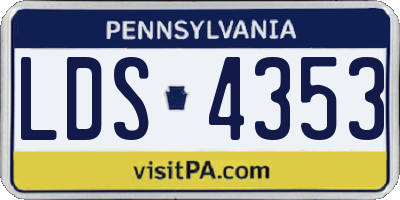 PA license plate LDS4353