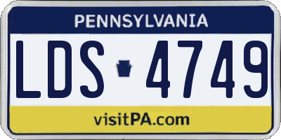 PA license plate LDS4749