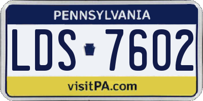 PA license plate LDS7602