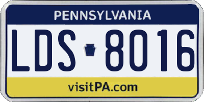 PA license plate LDS8016