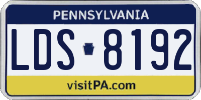 PA license plate LDS8192