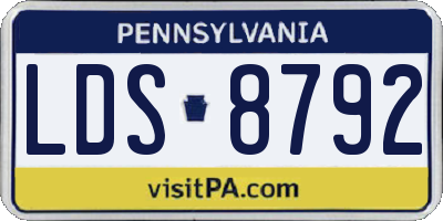 PA license plate LDS8792