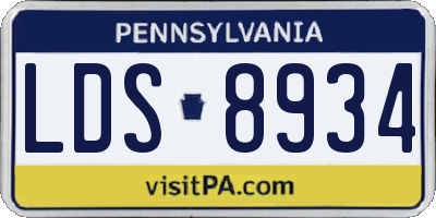 PA license plate LDS8934