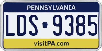 PA license plate LDS9385