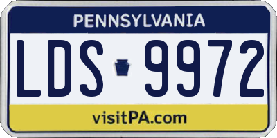PA license plate LDS9972