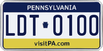 PA license plate LDT0100