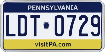 PA license plate LDT0729