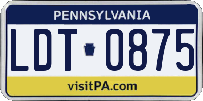 PA license plate LDT0875