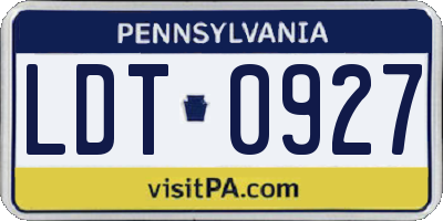 PA license plate LDT0927