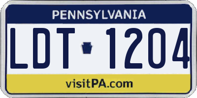 PA license plate LDT1204