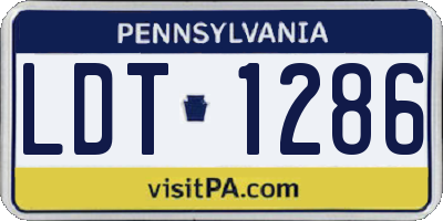 PA license plate LDT1286