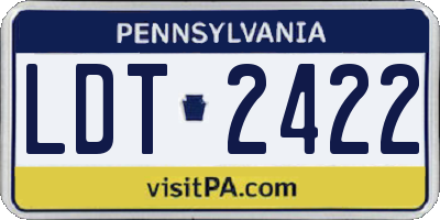 PA license plate LDT2422