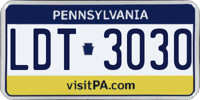 PA license plate LDT3030