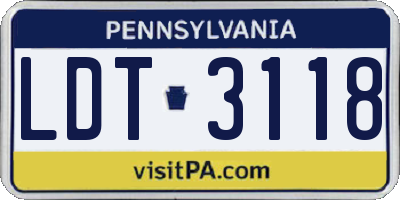 PA license plate LDT3118