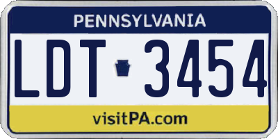 PA license plate LDT3454