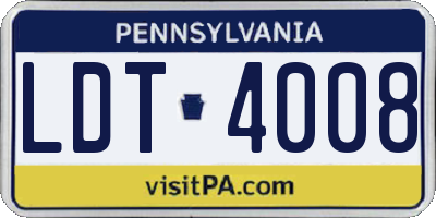 PA license plate LDT4008
