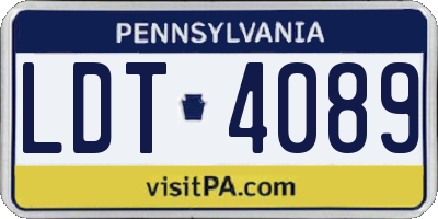 PA license plate LDT4089