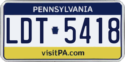 PA license plate LDT5418