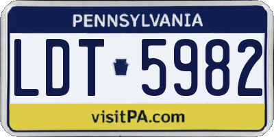 PA license plate LDT5982
