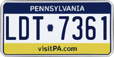 PA license plate LDT7361