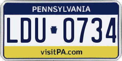 PA license plate LDU0734