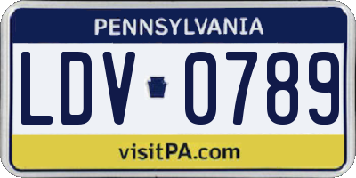 PA license plate LDV0789