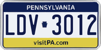 PA license plate LDV3012