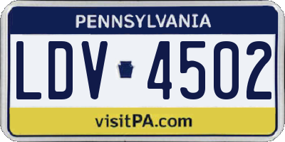 PA license plate LDV4502