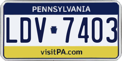 PA license plate LDV7403