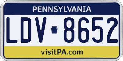PA license plate LDV8652