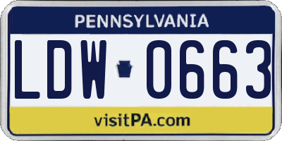 PA license plate LDW0663