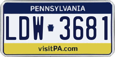 PA license plate LDW3681