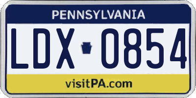 PA license plate LDX0854