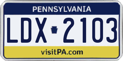 PA license plate LDX2103