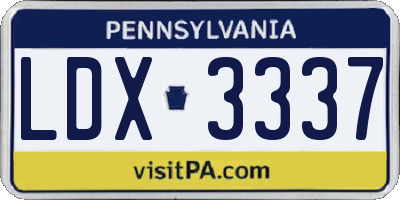 PA license plate LDX3337