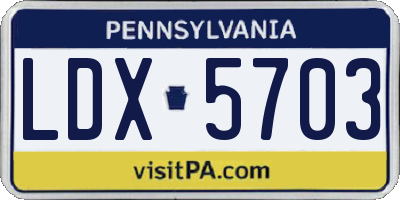 PA license plate LDX5703