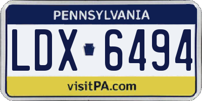 PA license plate LDX6494