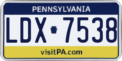 PA license plate LDX7538