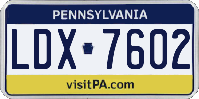 PA license plate LDX7602
