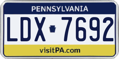 PA license plate LDX7692