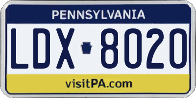 PA license plate LDX8020