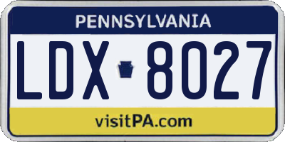 PA license plate LDX8027