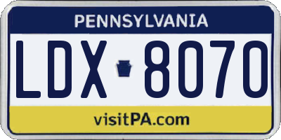 PA license plate LDX8070