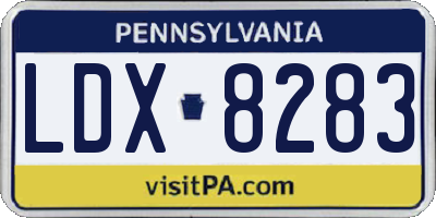 PA license plate LDX8283